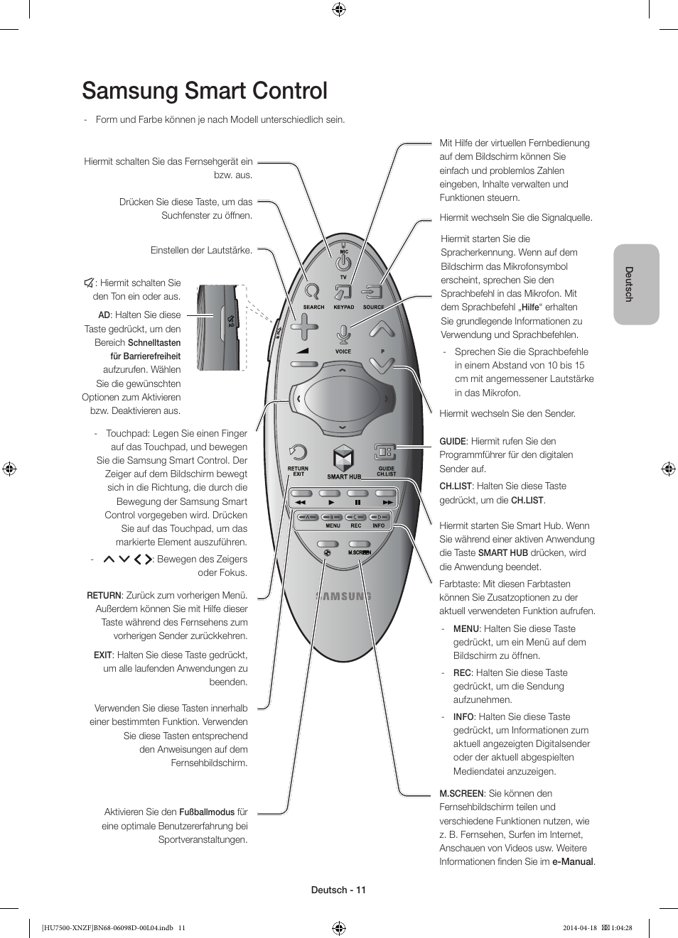 Samsung smart control | Samsung UE55HU7500L User Manual | Page 59 / 97
