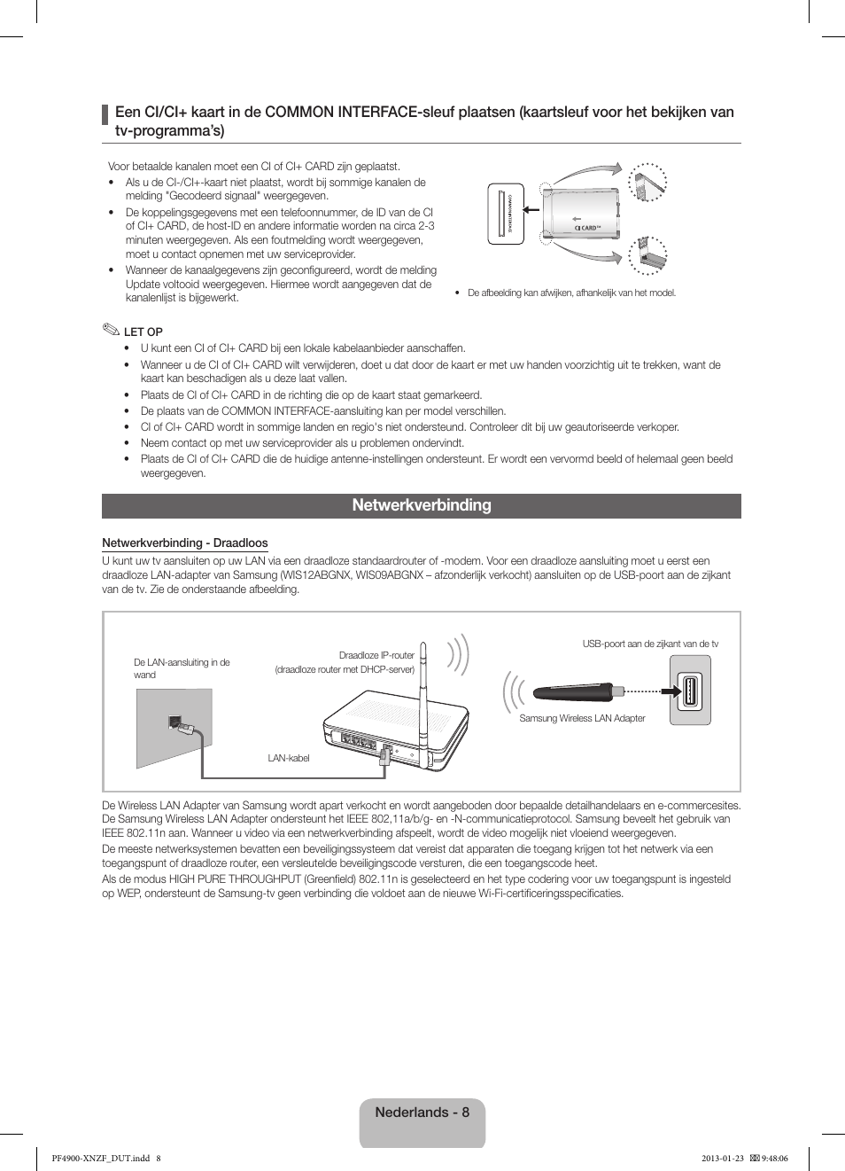 Netwerkverbinding | Samsung PS43F4900AW User Manual | Page 68 / 81
