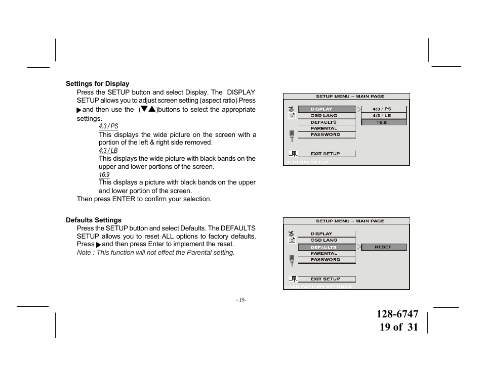 Audiovox VOD916 User Manual | Page 19 / 31