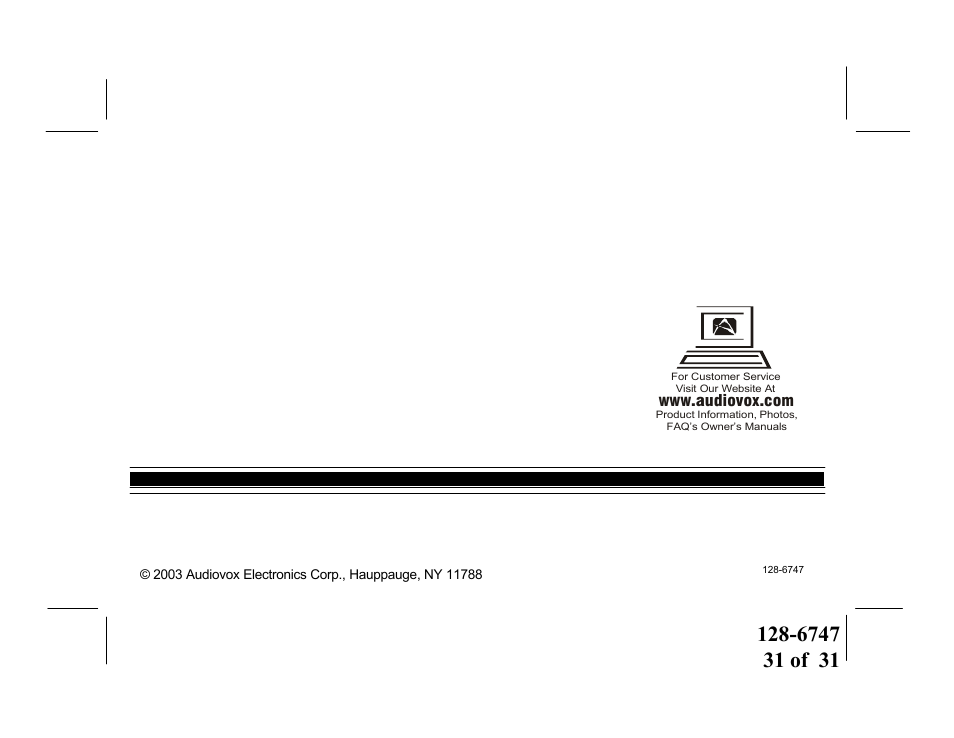 Audiovox VOD916 User Manual | Page 31 / 31