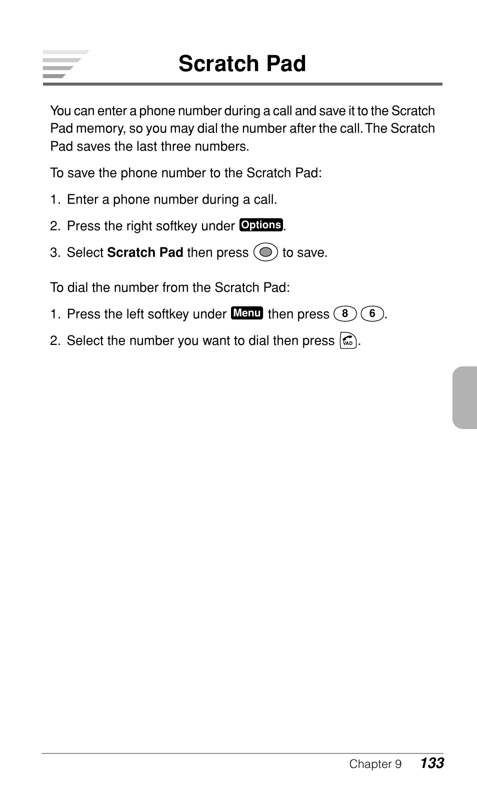 Scratch pad | Audiovox CDM-9900 User Manual | Page 135 / 162