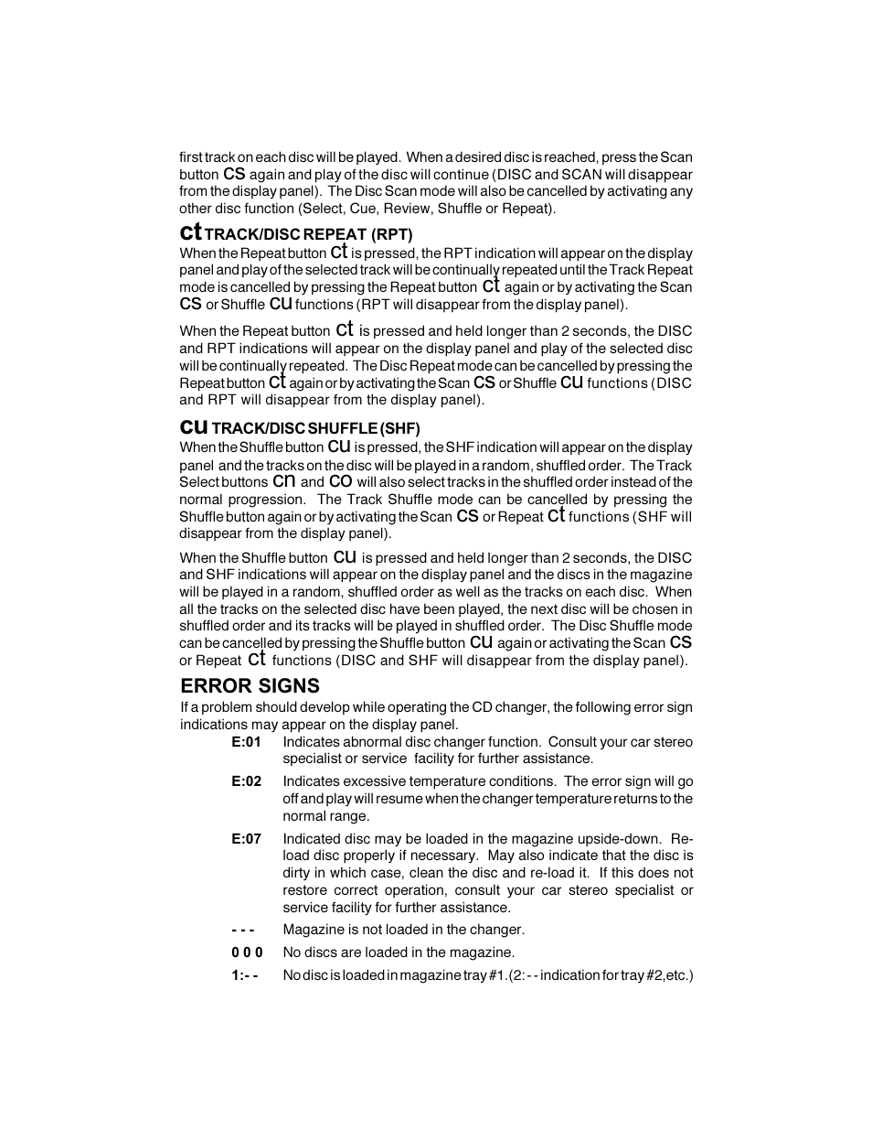 Error signs | Audiovox IM-500 User Manual | Page 7 / 8