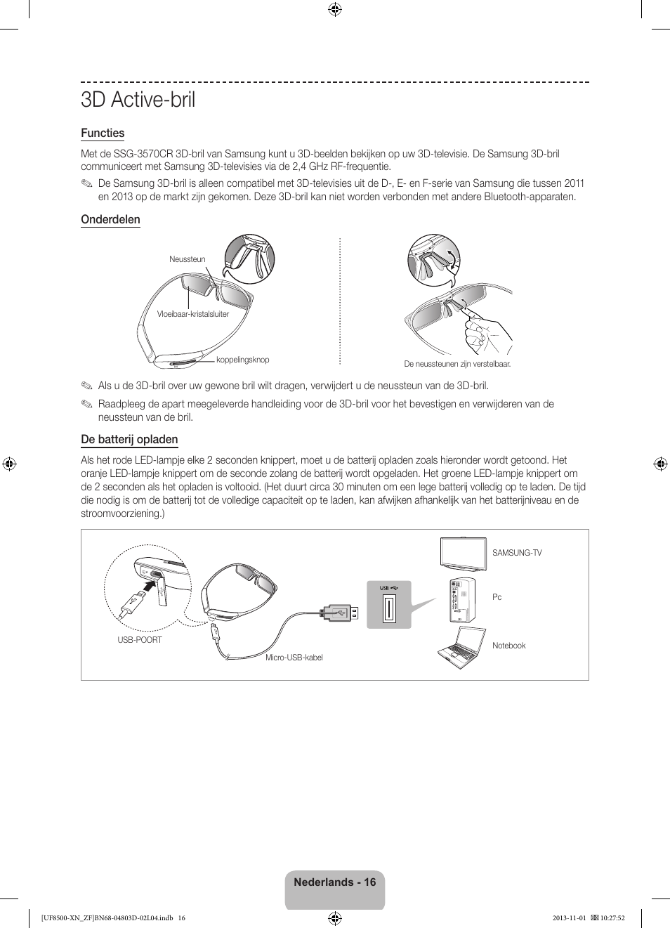 3d active-bril | Samsung UE55F8500SL User Manual | Page 88 / 97
