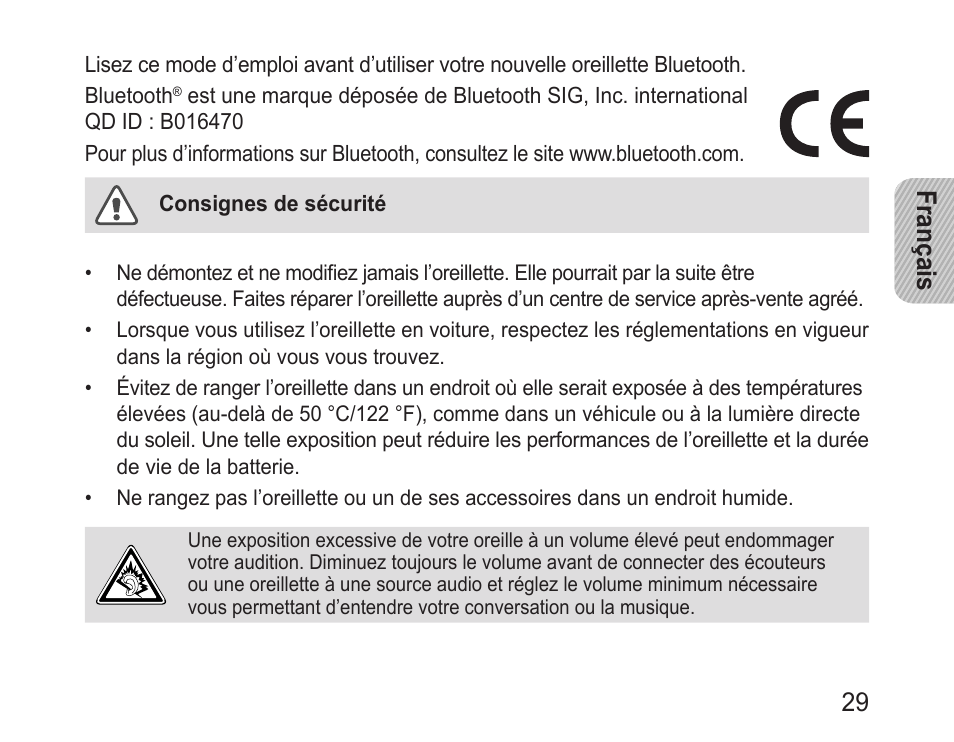 29 français | Samsung BHM3200 User Manual | Page 31 / 135