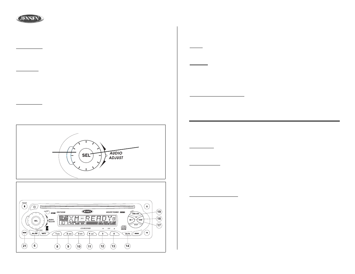 Cd3720xm, Tuner operation (continued), Operación de la radio (continuado) | Fonctionnement de la radio (continué) | Audiovox Jensen CD3720XM User Manual | Page 10 / 20