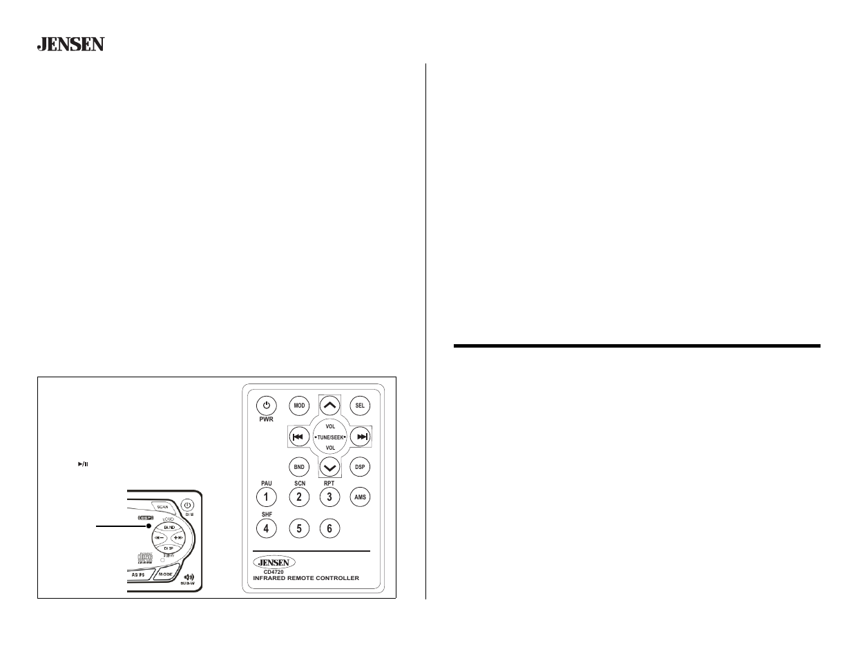 Cd4720, Operación del reproductor de cd (continuado), Control remoto | Fonctionnement du lecteur cd (continué), Prêt à être télécommandé, Cd player operation (continued), Remote control | Audiovox CD4720 User Manual | Page 12 / 16