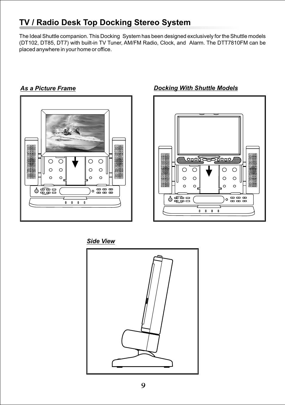 Tv / radio desk top docking stereo system | Audiovox Video DTT7810FM User Manual | Page 11 / 18
