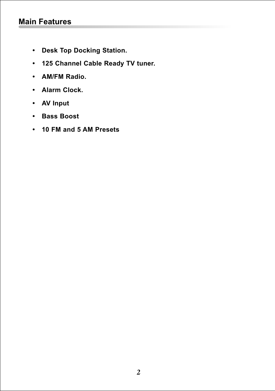 Main features | Audiovox Video DTT7810FM User Manual | Page 4 / 18