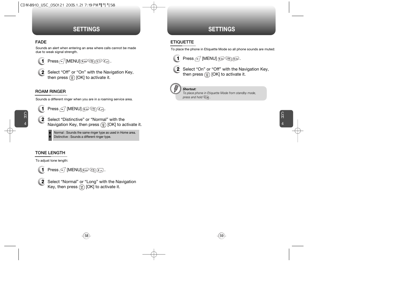 Settings | Audiovox CDM-8910 User Manual | Page 30 / 69