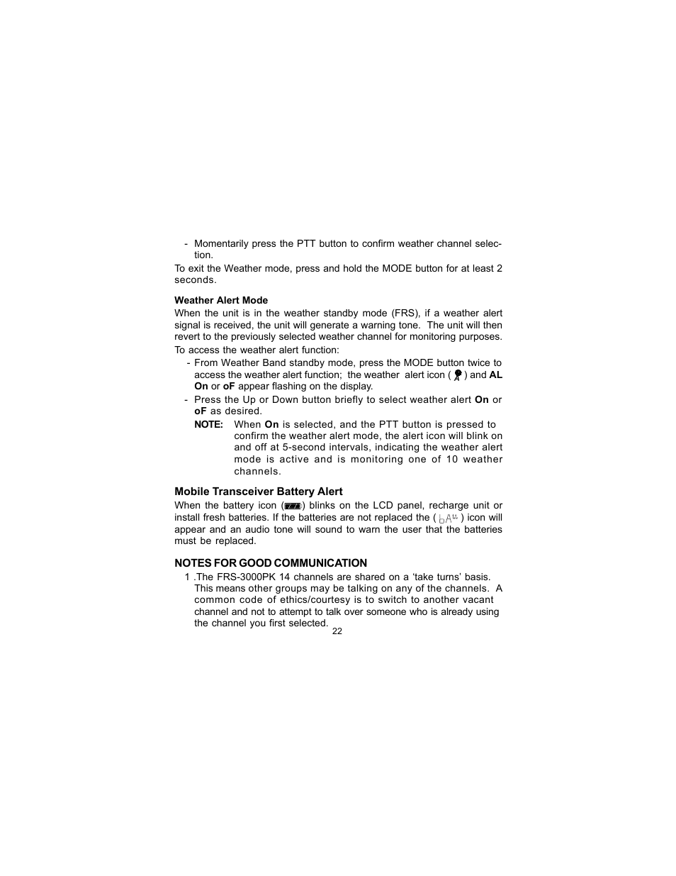Audiovox FRS-3000PK User Manual | Page 22 / 28