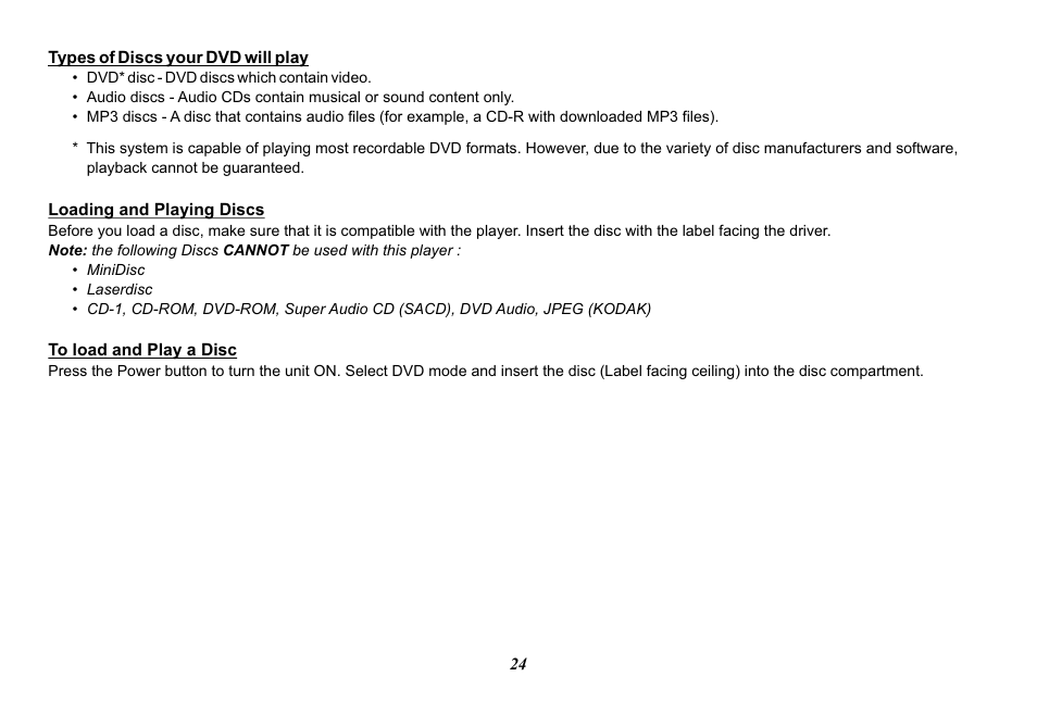 Audiovox Mobile Video VOD128A User Manual | Page 24 / 36