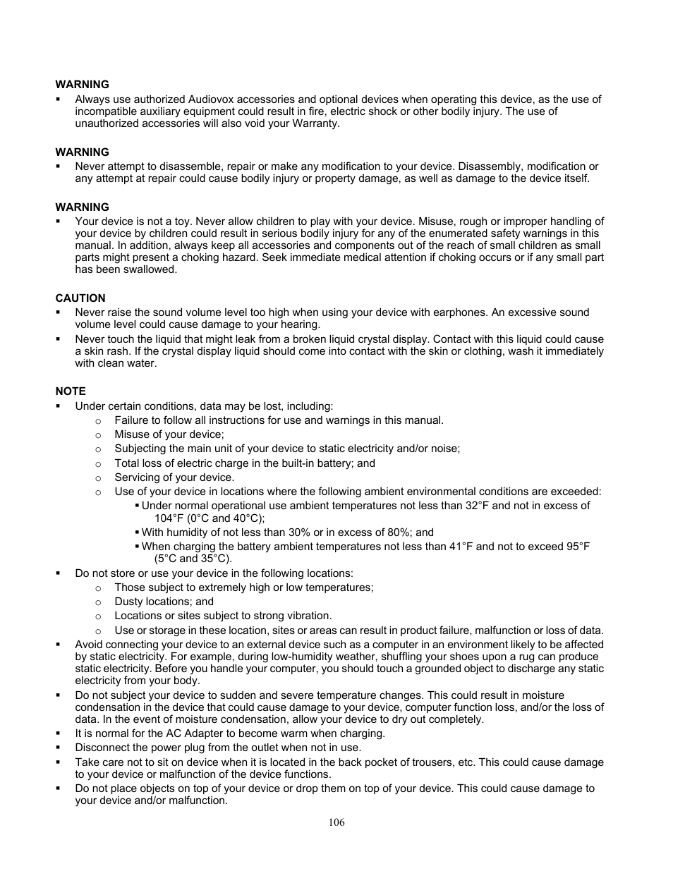 Audiovox Pocket PC Phone User Manual | Page 106 / 113