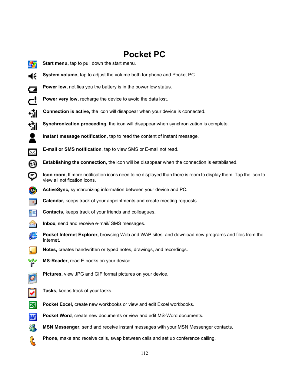 Pocket pc | Audiovox Pocket PC Phone User Manual | Page 112 / 113