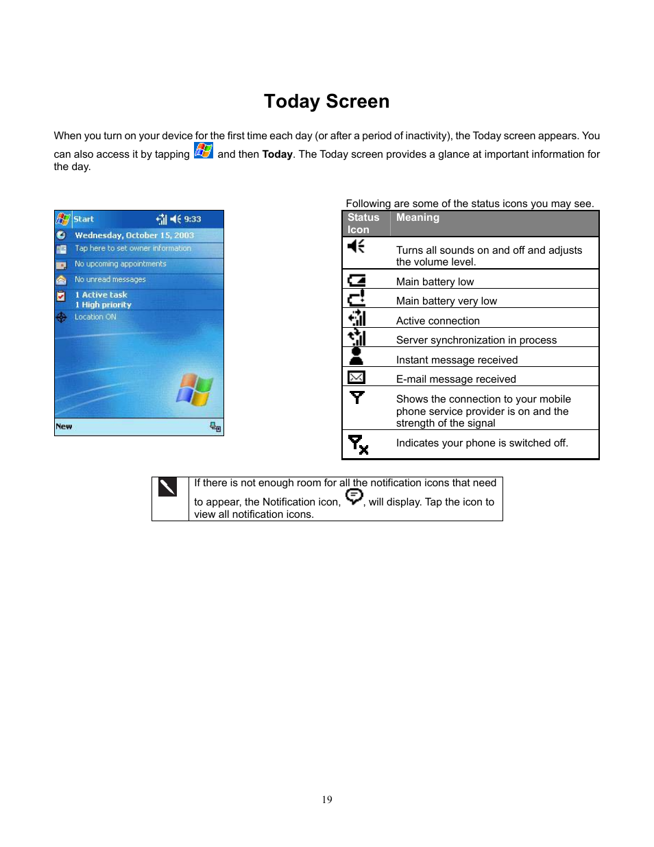 Today screen | Audiovox Pocket PC Phone User Manual | Page 19 / 113