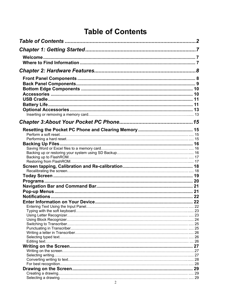 Audiovox Pocket PC Phone User Manual | Page 2 / 113