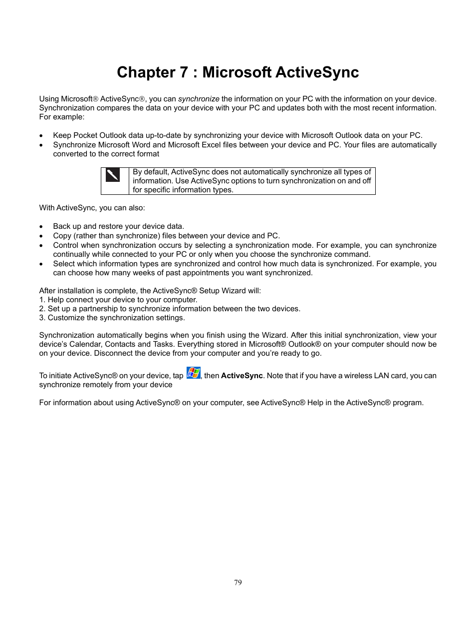 Chapter 7 : microsoft activesync | Audiovox Pocket PC Phone User Manual | Page 79 / 113