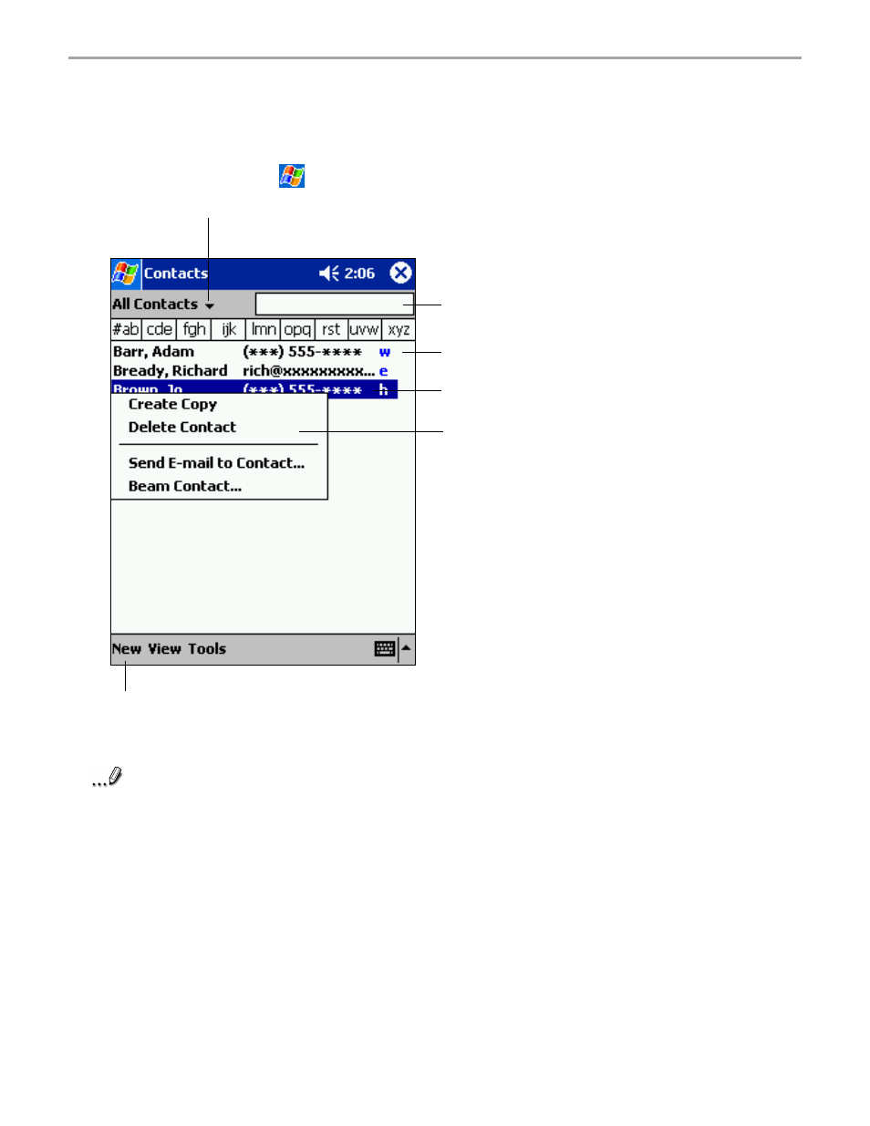 Contacts: tracking friends and colleagues | Audiovox Pocket PC User Manual | Page 93 / 154