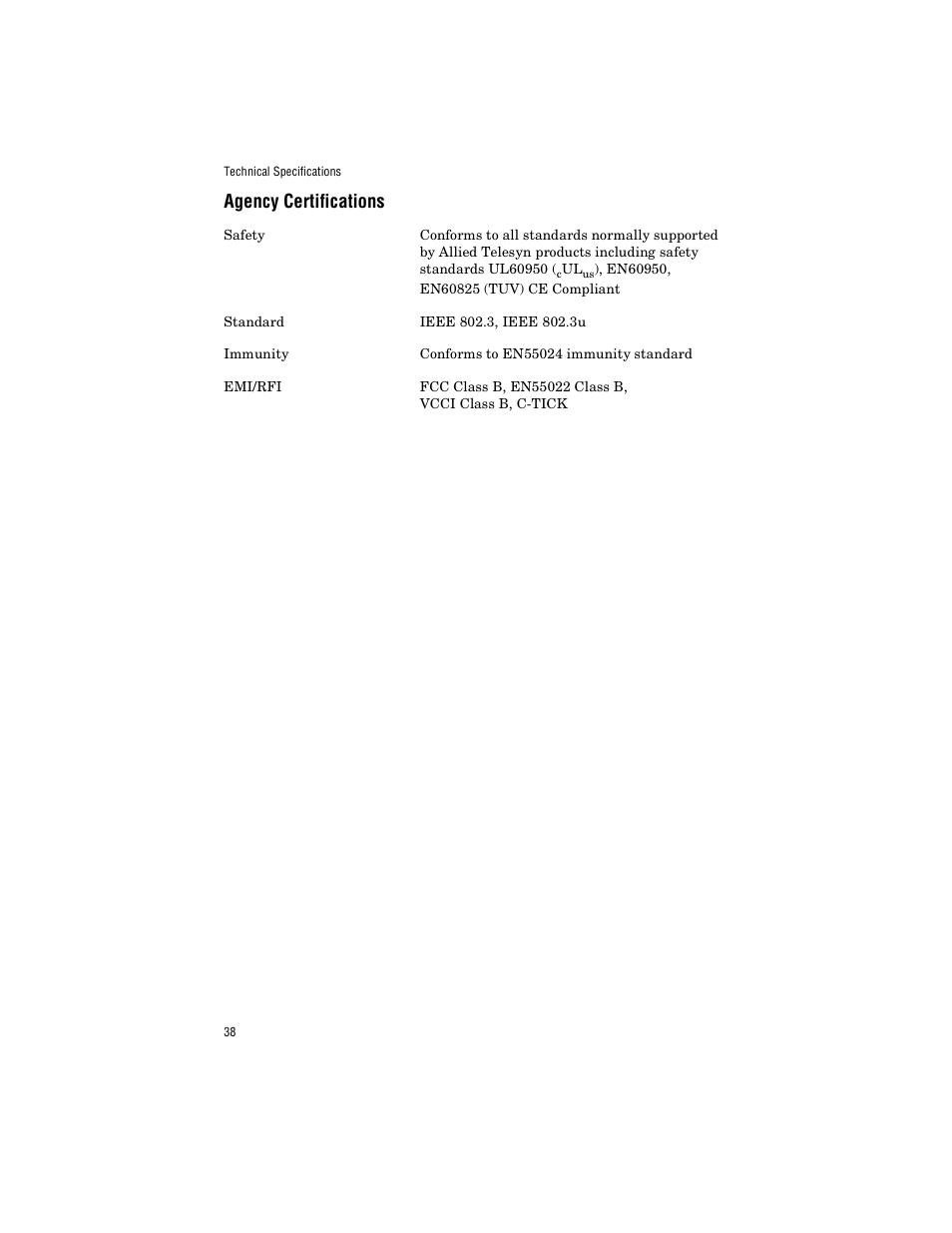 Agency certifications | Allied Telesis AT-FS238b/2 User Manual | Page 48 / 76