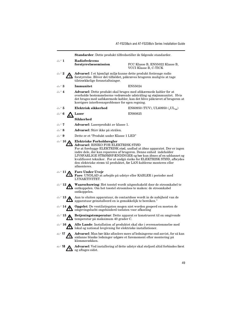 Allied Telesis AT-FS238b/2 User Manual | Page 59 / 76