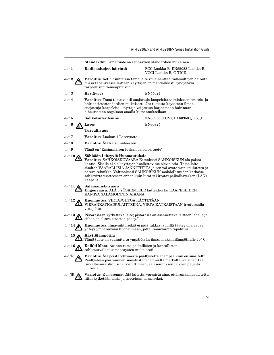 Allied Telesis AT-FS238b/2 User Manual | Page 65 / 76