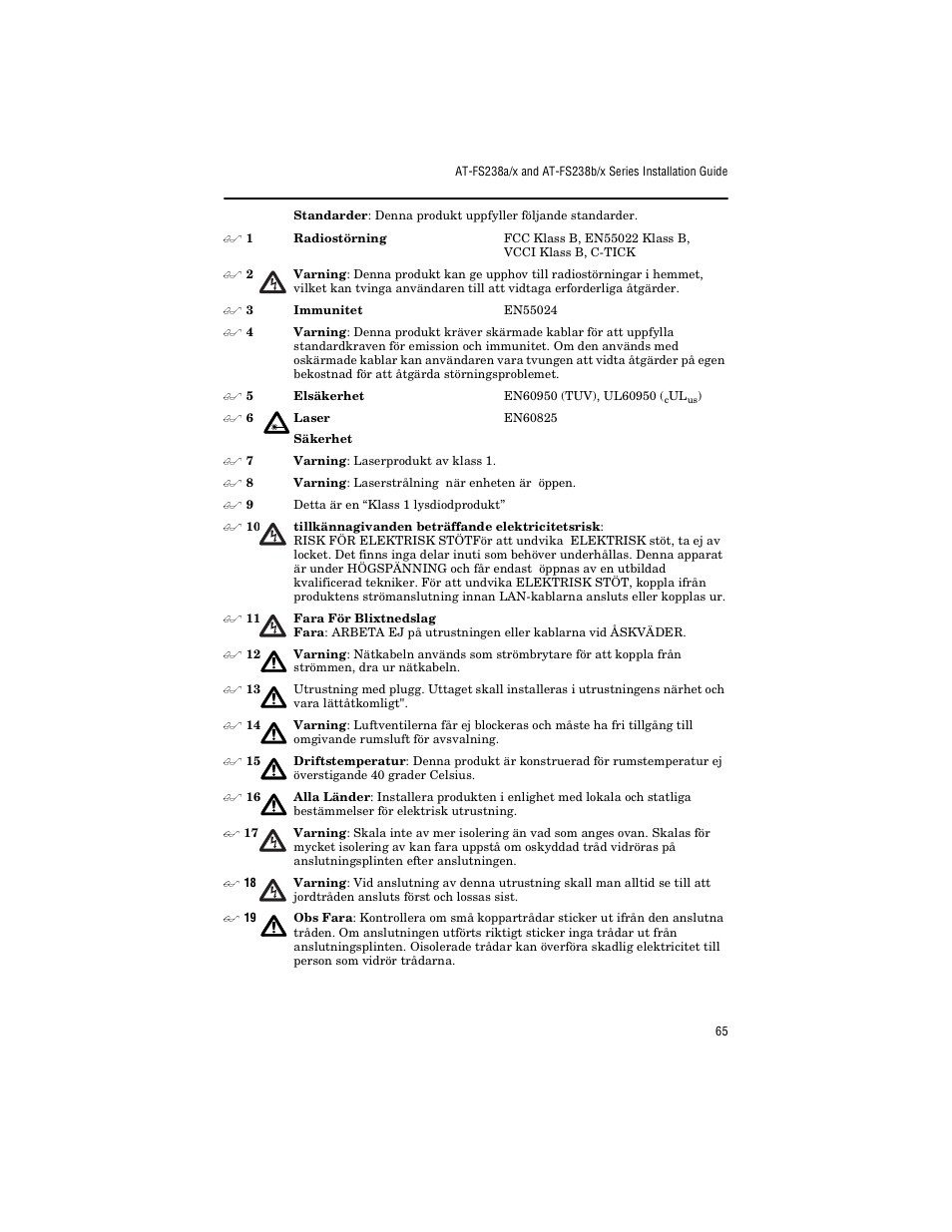 Allied Telesis AT-FS238b/2 User Manual | Page 75 / 76