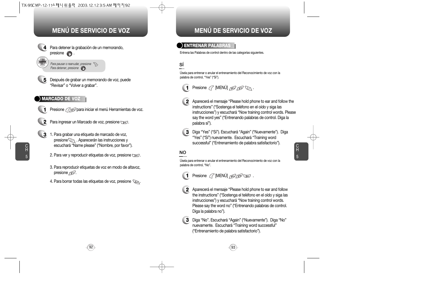 Menú de servicio de voz | Audiovox CDM-8900 User Manual | Page 116 / 137