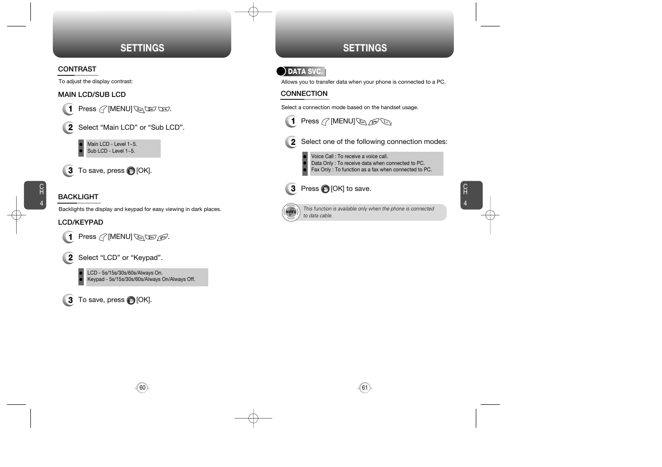 Settings | Audiovox CDM-8900 User Manual | Page 32 / 137