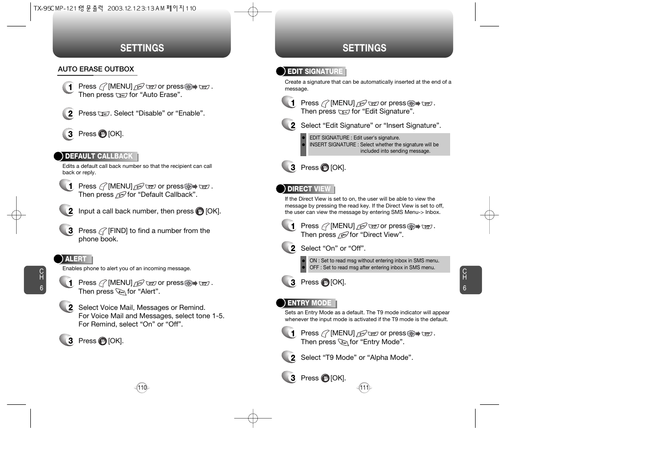 Settings | Audiovox CDM-8900 User Manual | Page 57 / 137