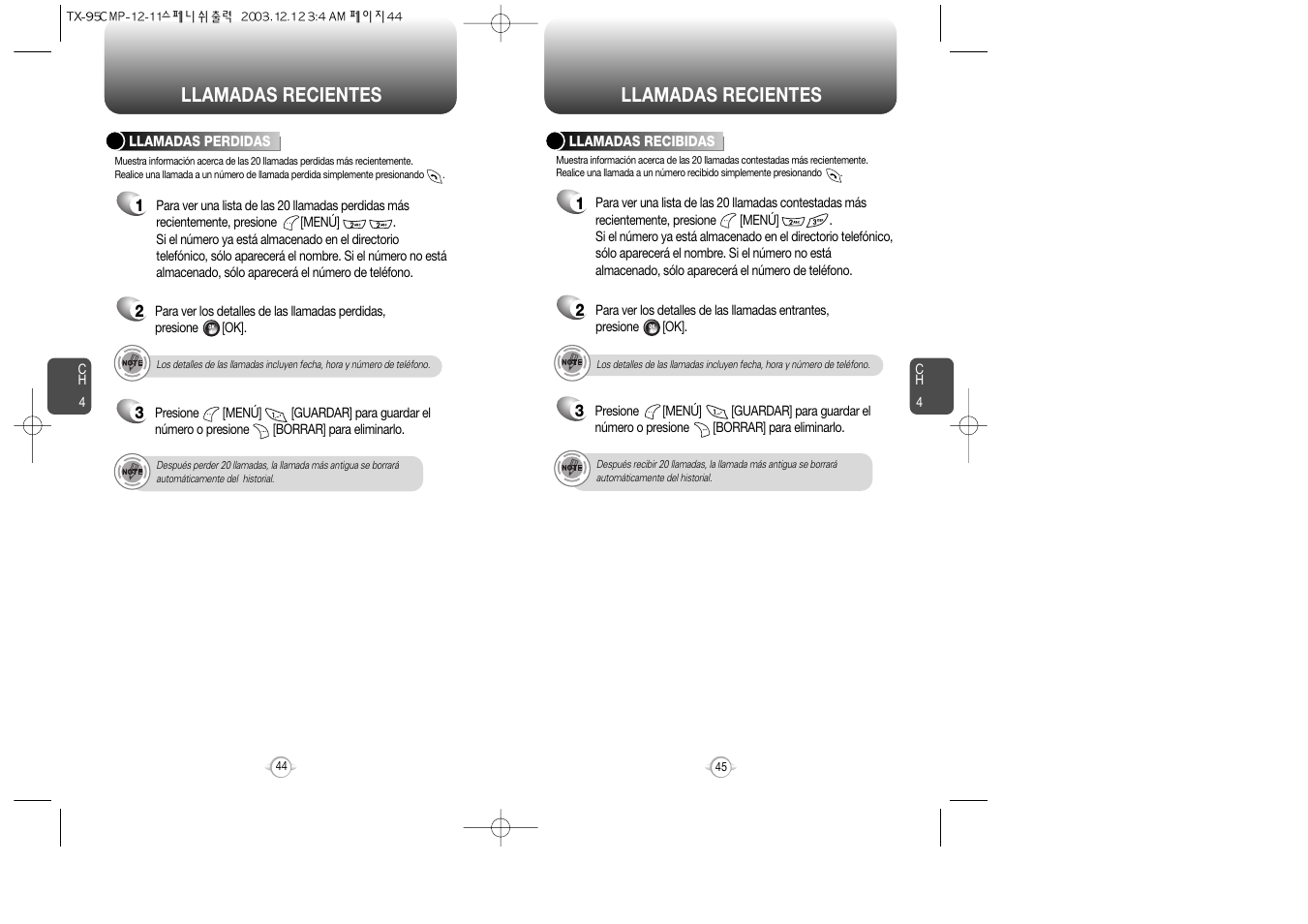 Llamadas recientes | Audiovox CDM-8900 User Manual | Page 92 / 137