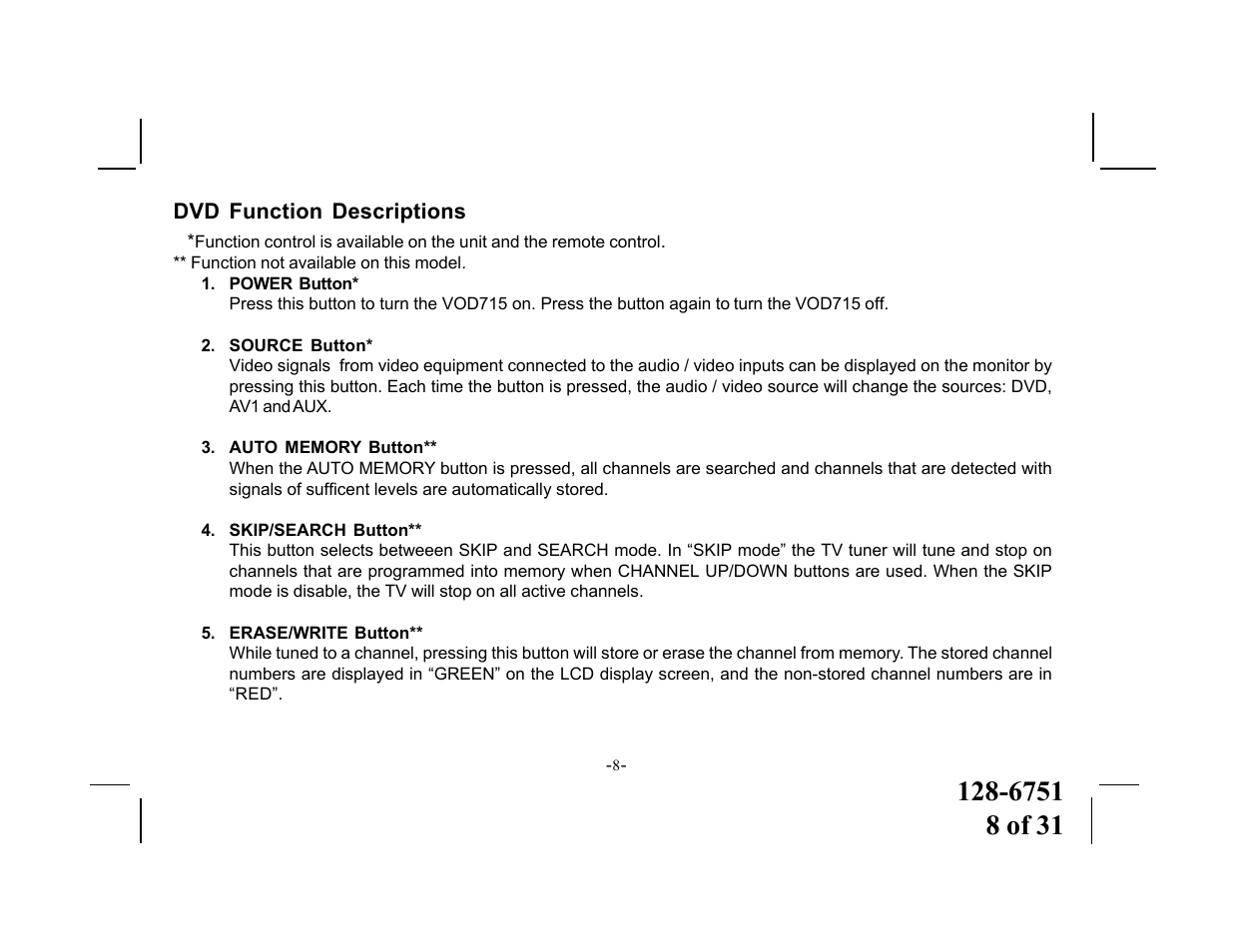 Audiovox VOD715 User Manual | Page 8 / 31