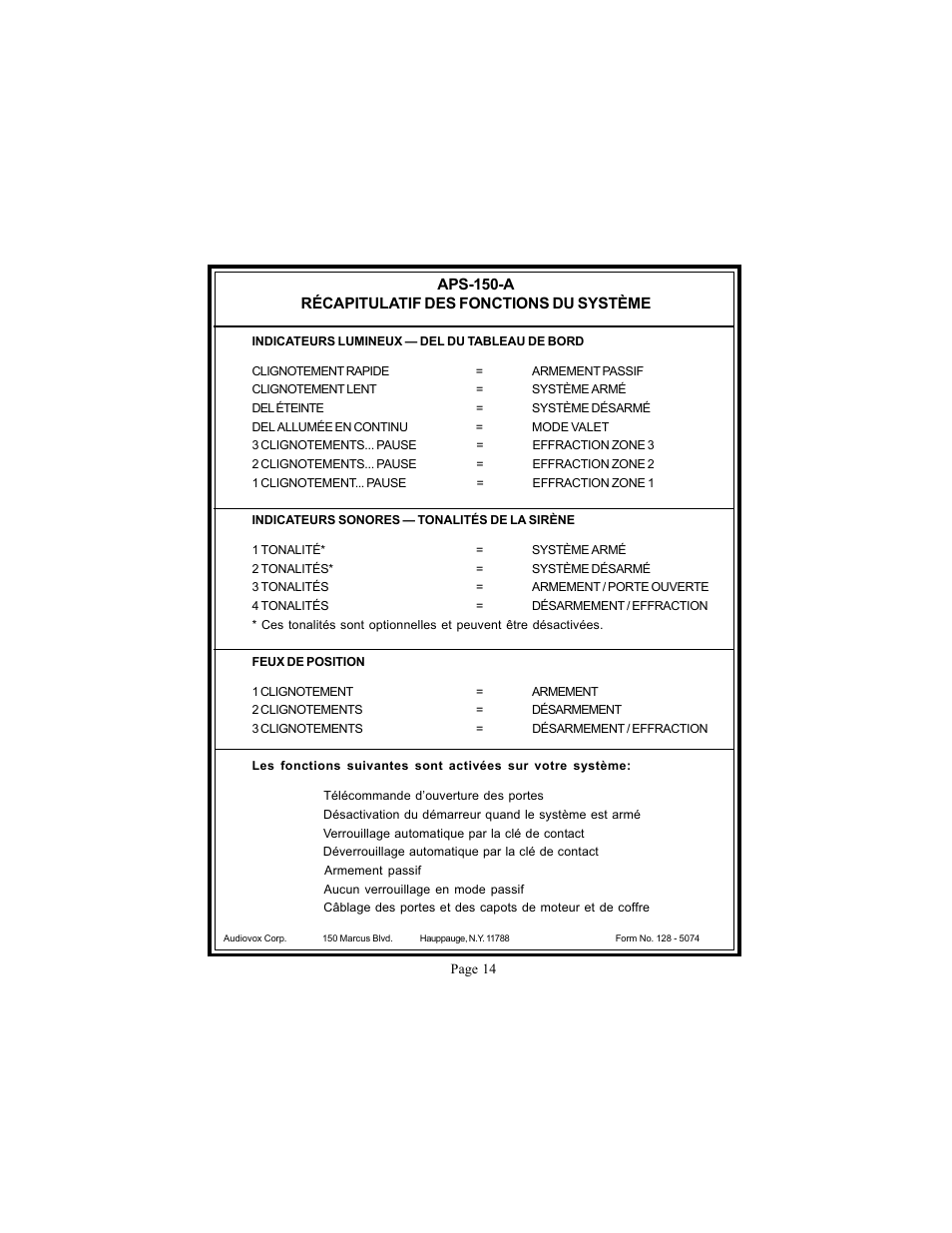 Audiovox Prestige Platinum APS-150-A User Manual | Page 14 / 21