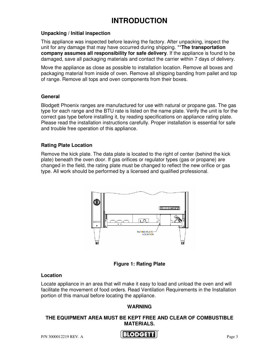 Introduction | Blodgett BPBB SERIES User Manual | Page 3 / 24