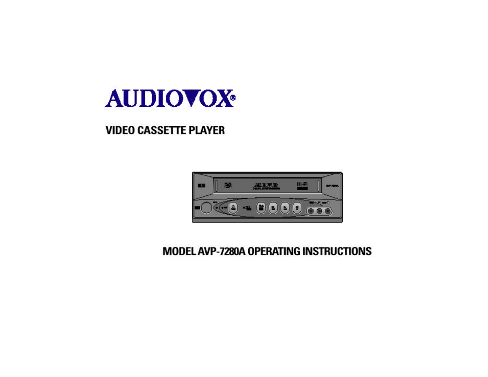 Audiovox AVP-7280A User Manual | 30 pages
