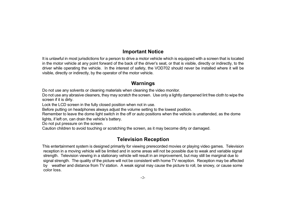 Audiovox VOD702 User Manual | Page 2 / 31
