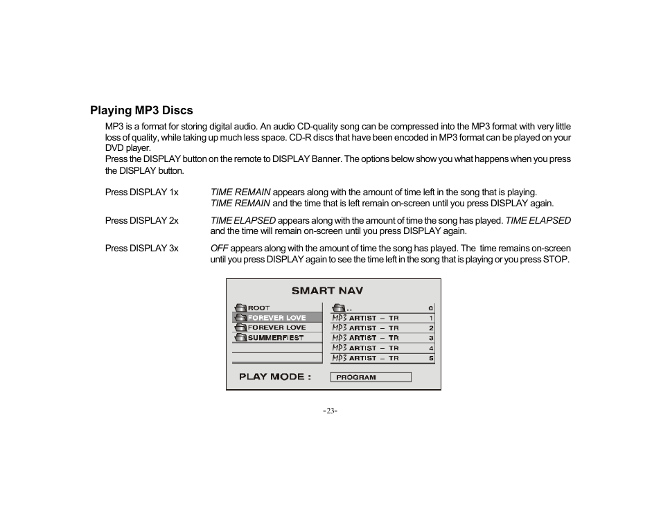 Playing mp3 discs | Audiovox VOD702 User Manual | Page 23 / 31