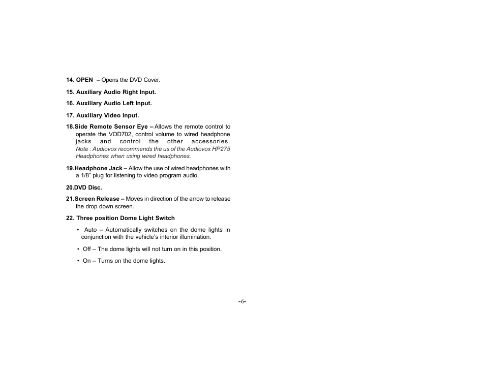 Audiovox VOD702 User Manual | Page 6 / 31