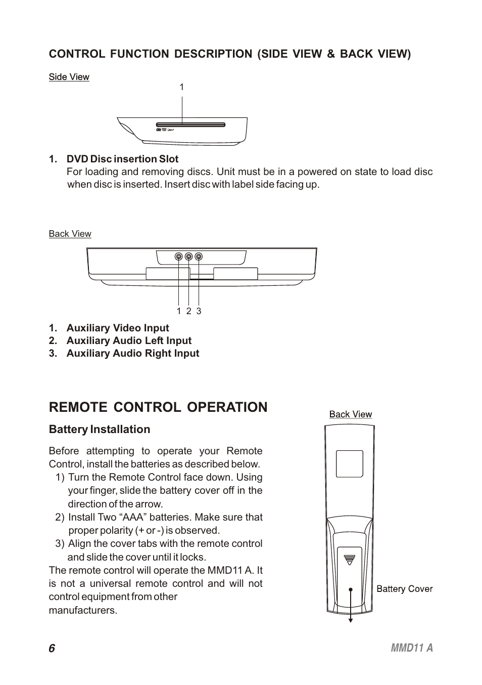 Remote control operation | Audiovox Movies2Go 128-8652 User Manual | Page 6 / 24