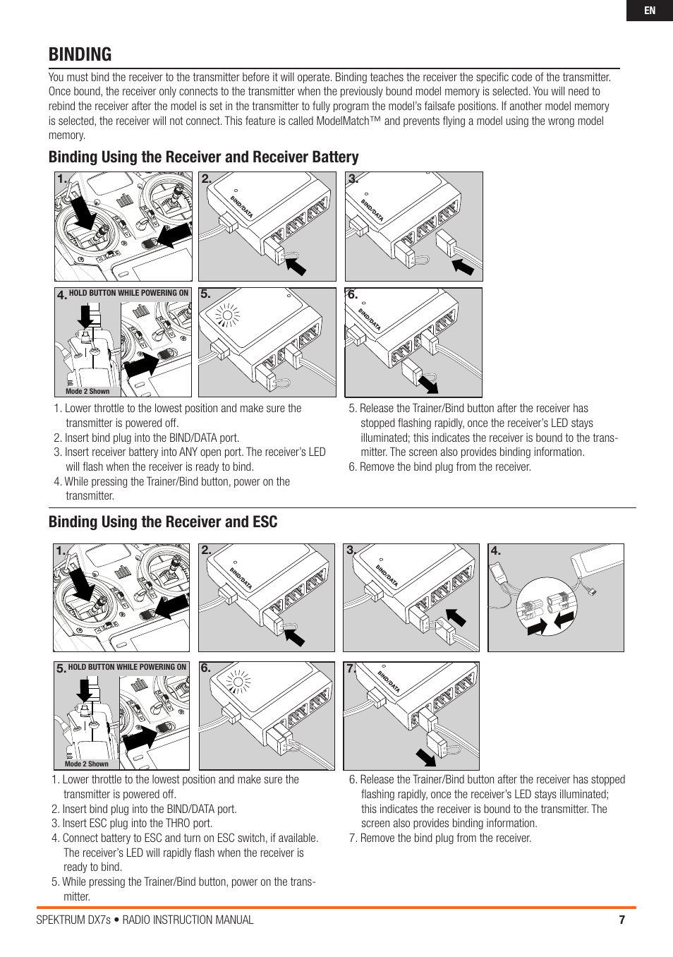 Binding | Spektrum SPM7800 DX7S User Manual | Page 7 / 32