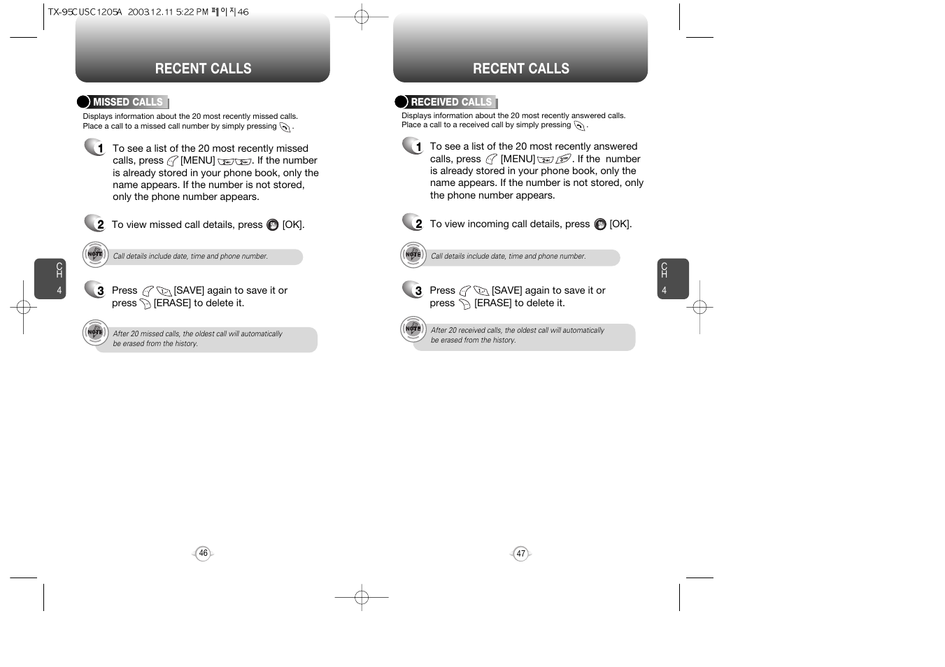 Recent calls | Audiovox CDM-8900 User Manual | Page 25 / 69