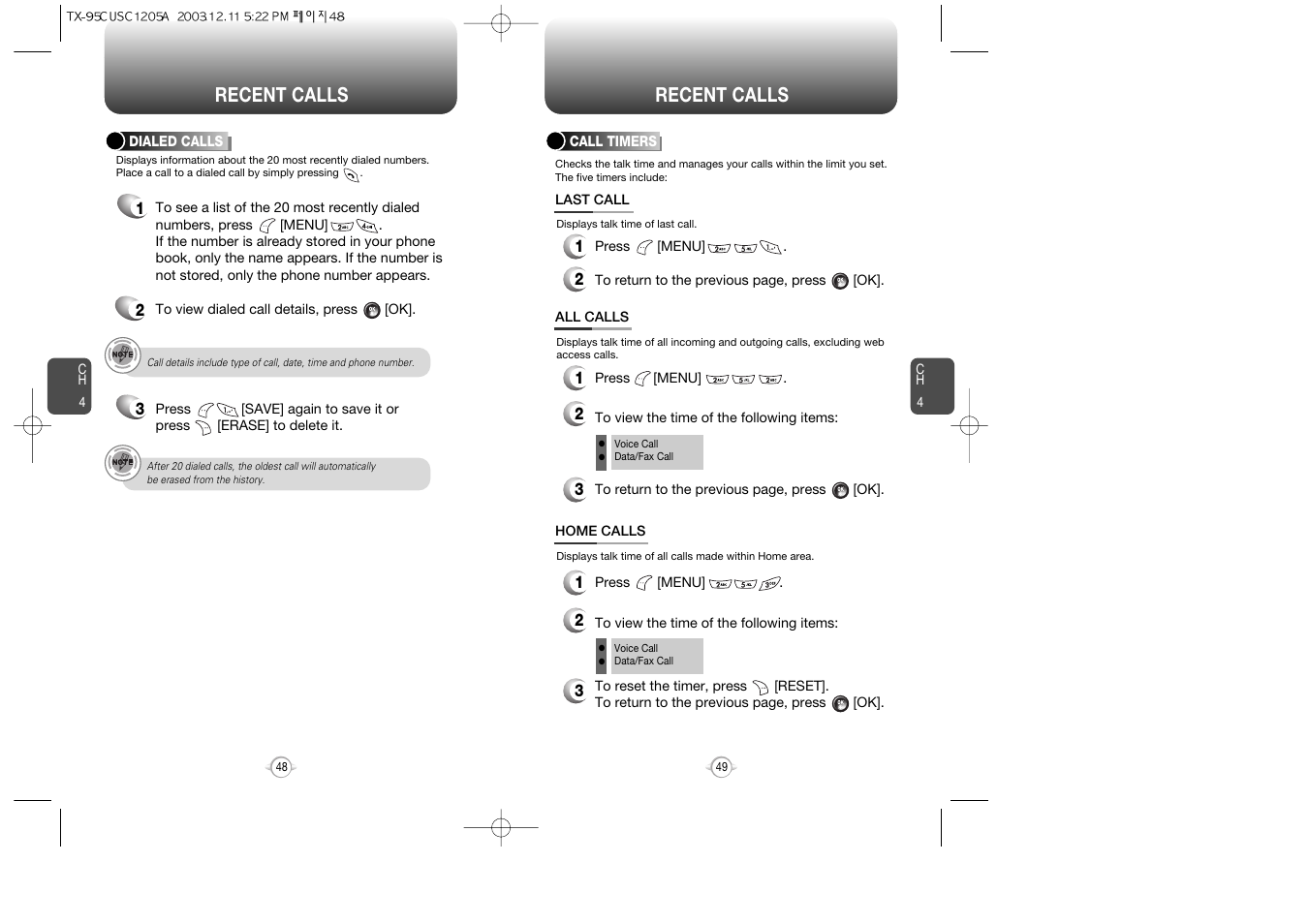 Recent calls | Audiovox CDM-8900 User Manual | Page 26 / 69