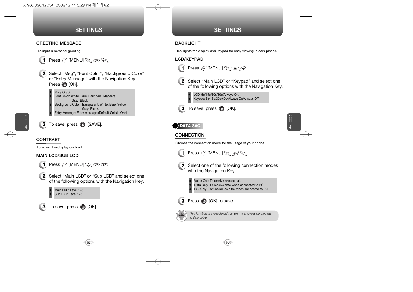 Settings | Audiovox CDM-8900 User Manual | Page 33 / 69