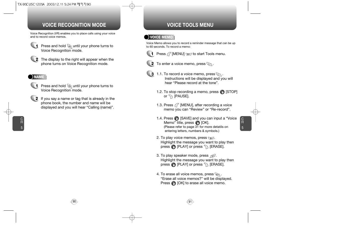 Voice tools menu, Voice recognition mode | Audiovox CDM-8900 User Manual | Page 47 / 69