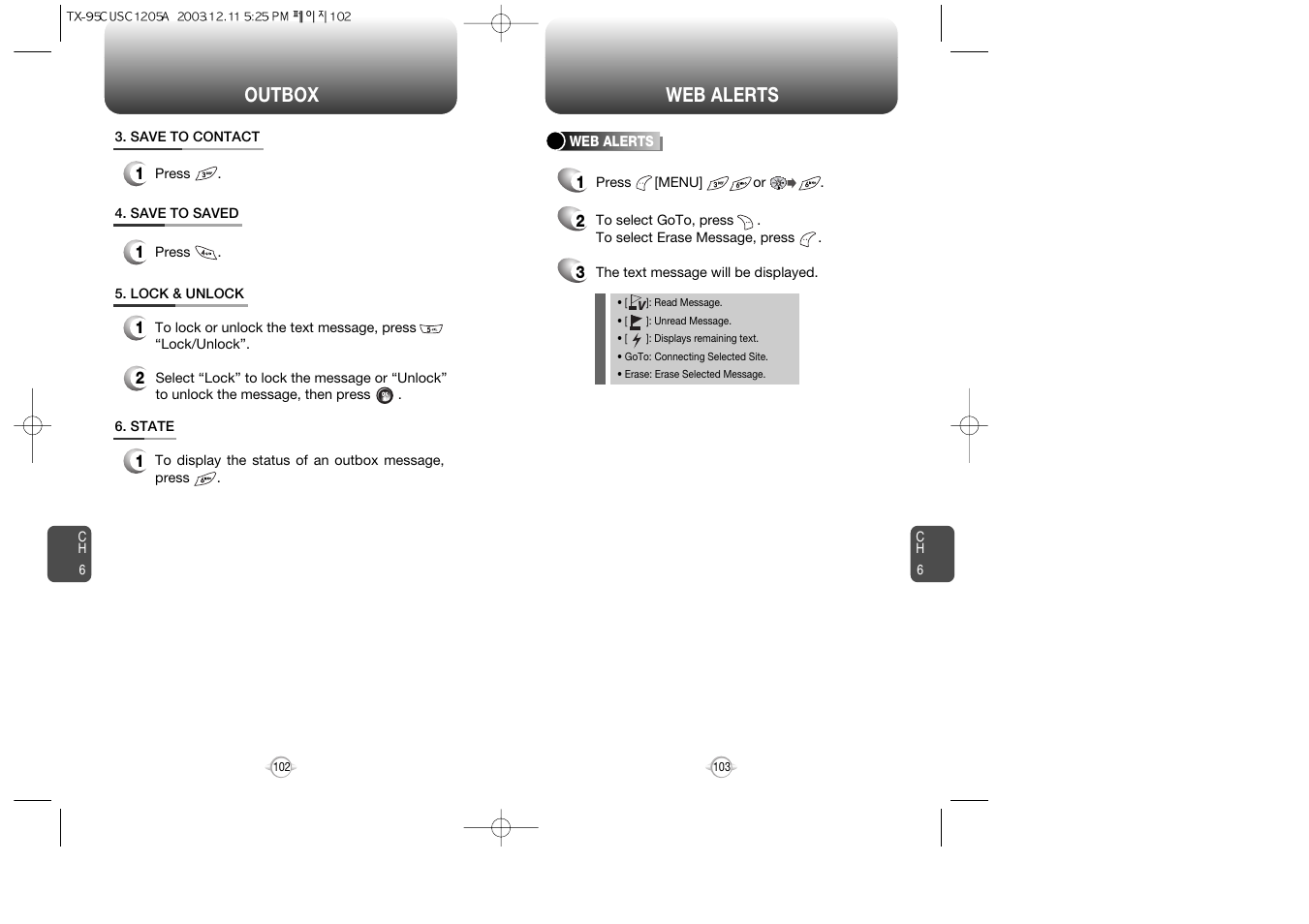 Web alerts outbox | Audiovox CDM-8900 User Manual | Page 53 / 69