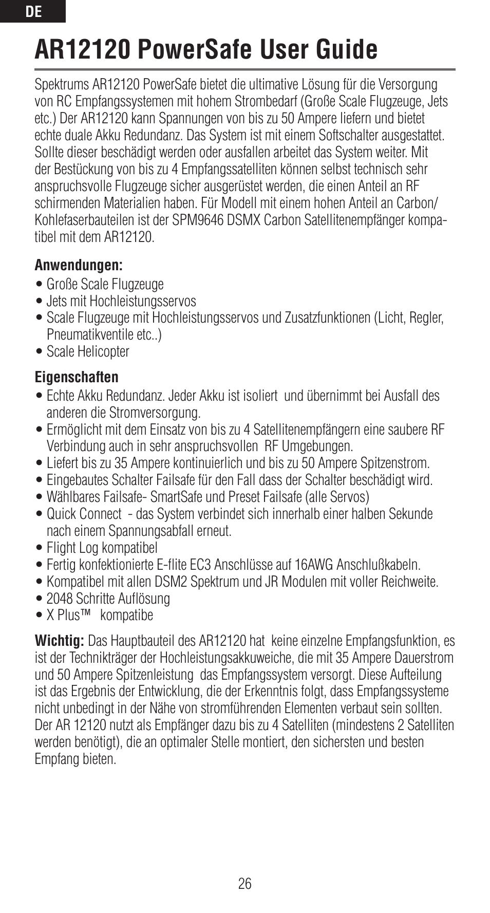Spektrum SPMAR12120 User Manual | Page 26 / 92