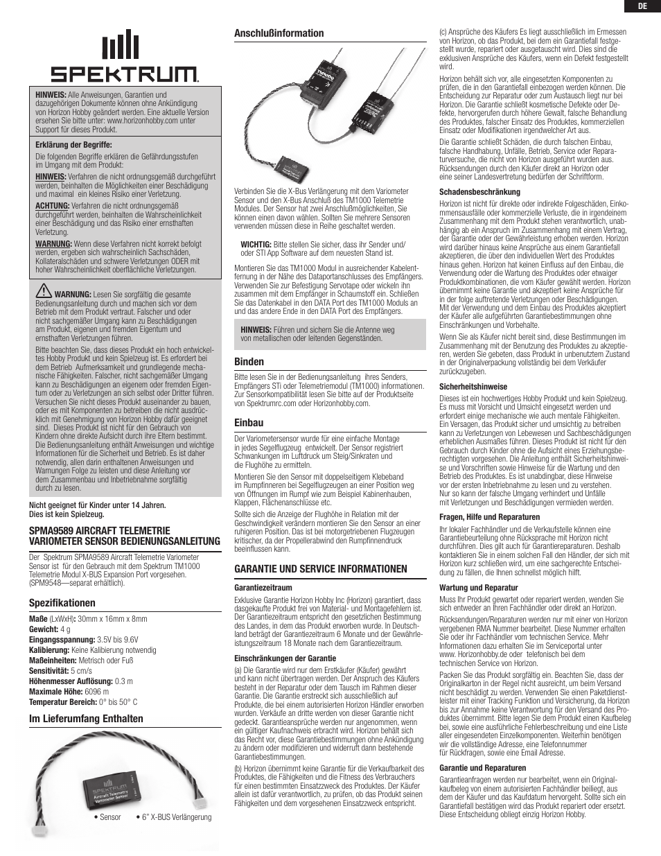 Spektrum SPMA9589 User Manual | Page 3 / 8