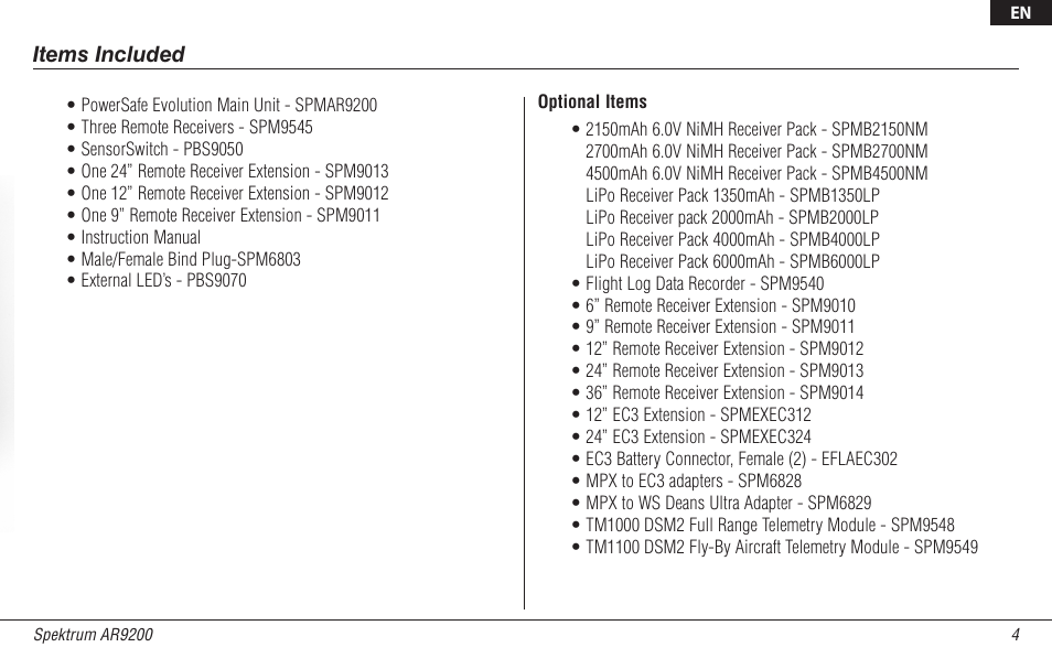 Spektrum SPMAR9200 User Manual | Page 4 / 92