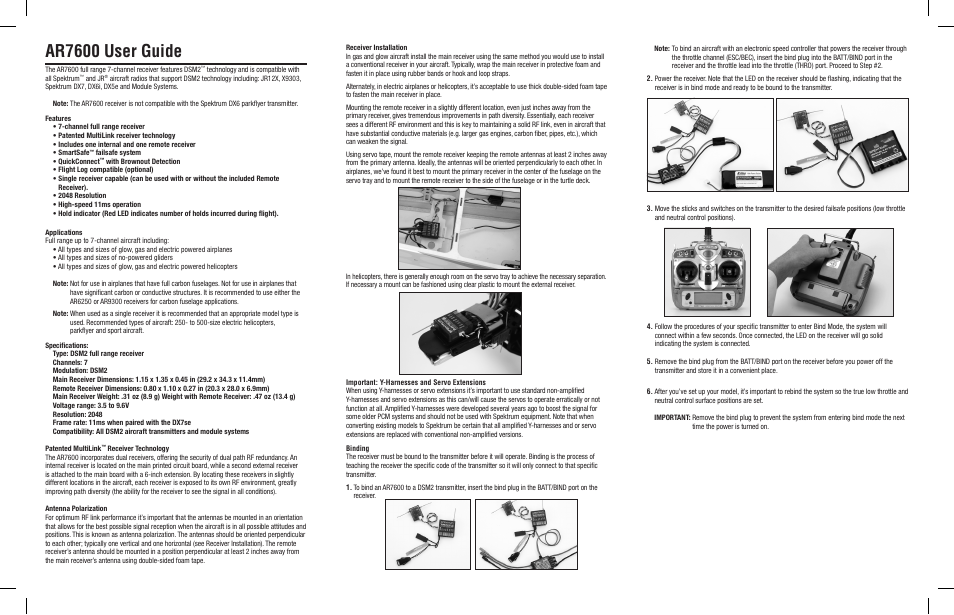 Spektrum SPMAR7600 User Manual | 4 pages