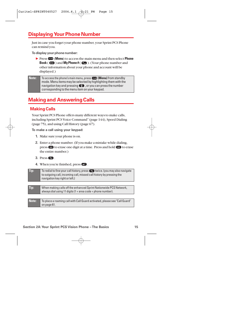 Displaying your phone number, Making and answering calls, Making calls | Audiovox PM-8920 User Manual | Page 24 / 206