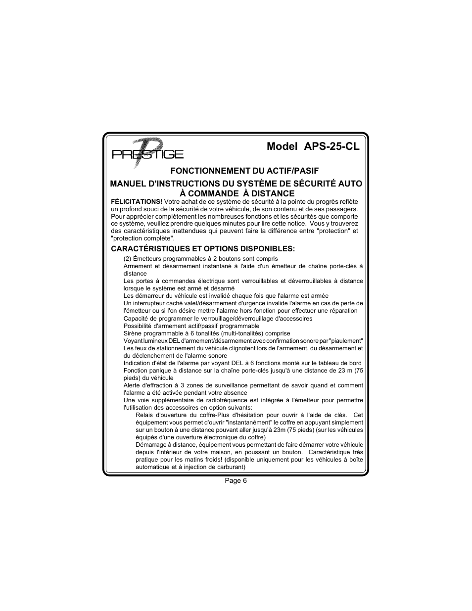 Model aps-25-cl | Audiovox Prestige 128-4117E User Manual | Page 8 / 20