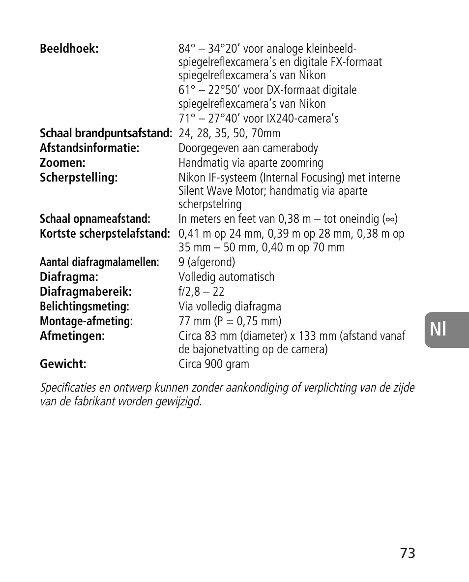Nikon 24-70mm-f-28G-ED-AF-S-Nikkor User Manual | Page 73 / 122